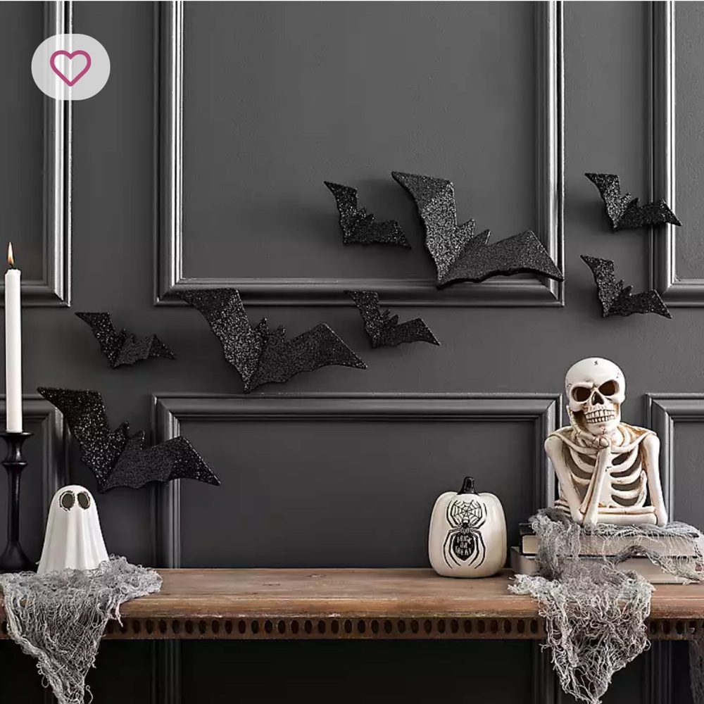 Kirkland’s Home Black Glitter Bats, Set of 8